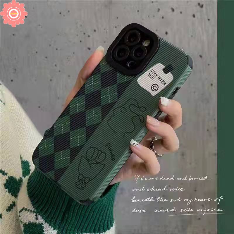 Case Ilustrasi Wajah Artistik Creative Cloud Houndstooth Compatible Untuk IPhone XR X XS Max7 8 Plus 11 Pro Max 7Plus 11 12 14 13 Pro Max Sarung Tekstur Kulit Mewah