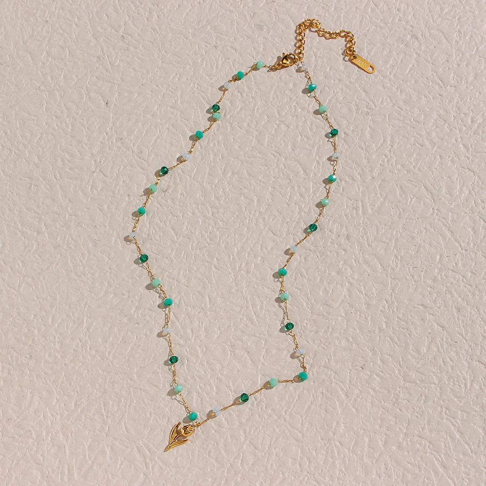 Mxbeauty Kalung Tulip Desain Niche OT Clasp Lock Gaya Korea Kalung Manik Geometris Rantai Mutiara Imitasi Untuk Wanita