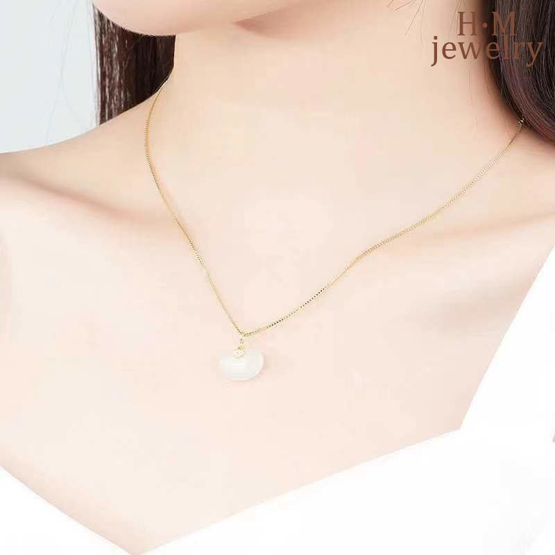 Kalung Kacang Ruyi Jequirity Mewah Ringan All-Matching Anggun Necklace