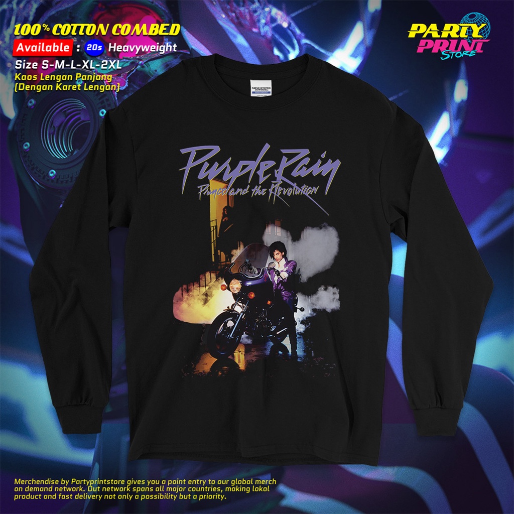 Partyprintstore Kaos Lengan Panjang Pria Band Prince And The Revolution Purple Rain #1