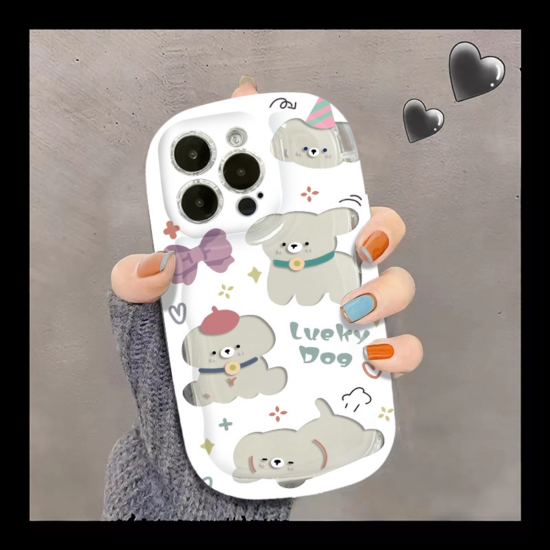 IPHONE Casing Ponsel Transparan Anjing Lucu Kompatibel Untuk Iphone14 13 12 11 Pro Max XS X Xr8 +7Plus Casing Silikon Lembut Shockproof Cover Cell Precticer