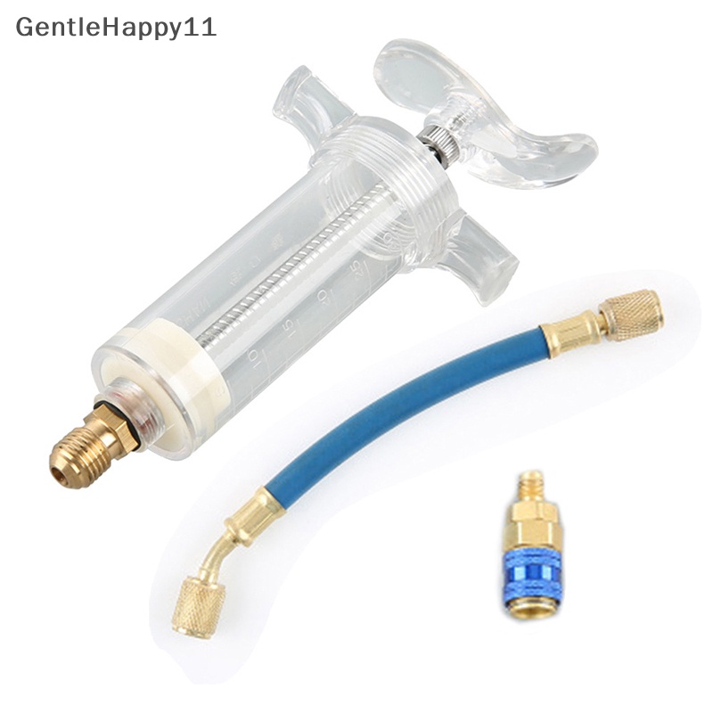 Gentlehappy1 /4&quot; 1OZ Tangan Putar Screw-in Coolant Filling Tube Alat Injeksi Konektor Cepat Mobil Jet Dye Jet Alat Cairan Murni Oil Coolant Filler Tube A/C Oil Injector Adapter id