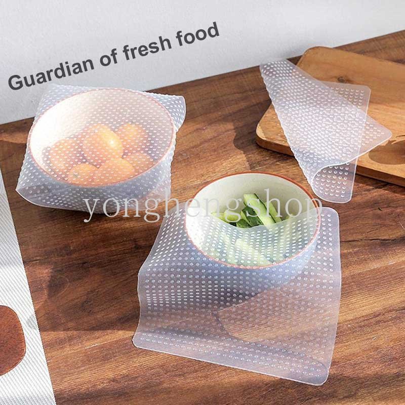 Silikon Bungkus Makanan Bening Cling Film Multifungsi Reusable Stretchable Lid Kulkas Food Preservation Seal Covers Fresh Keeping Bowl Cover Kitchen Gadget