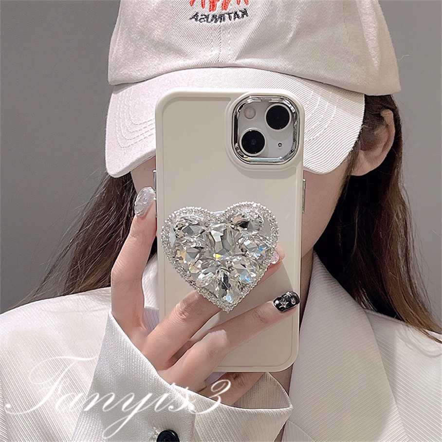 Compatible For iPhone 14 13 12 11 Pro Max X XR Xs Max 8 7 Plus Kompatibel Untuk Hitam Dan Putih Kristal Love Phone Case Lembut Cover Pelindung Dengan Bracket