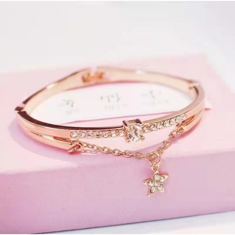 Versi Korea Dari Berbagai S925 Perak 8-karakter Cycle Symbol Four-leaf Clover Bracelet Wanita Berlian Ringan Gaya Mewah Gelang Wanita Yang Dapat Disesuaikan Grosir