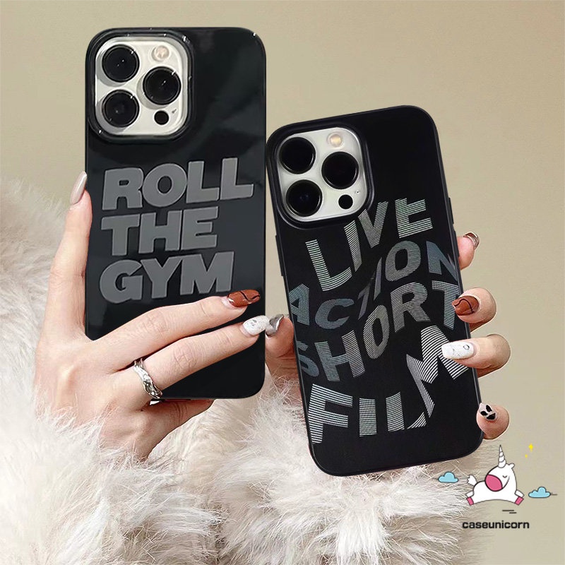 IPHONE Fashion Simple Contort Grey Letter Case Kompatibel Untuk Iphone7 8 Plus XR X11 13 14 12 Pro Max XS Max SE 2020kilap Maju Ungu Aurora Inggris Pasangan Lembut Silicon Phone Case