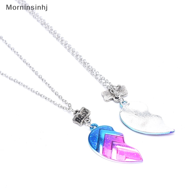 Mornin 2Pc BFF Couple Kalung Liontin Hati Sahabat Surat Kalung Unisex Jewelry id