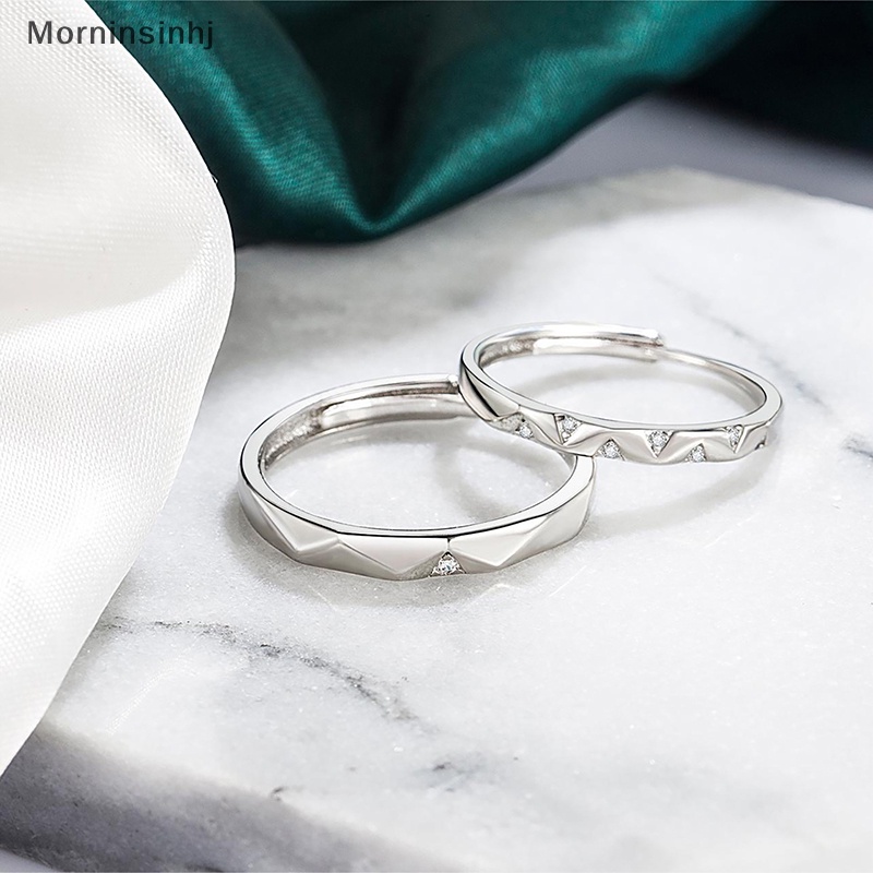 Mornin Cincin Tertanam Berlian Warna Silver Geometris Tidak Teratur Pembukaan Adjustable Finger Rings Untuk Pasangan Pecinta Perhiasan id