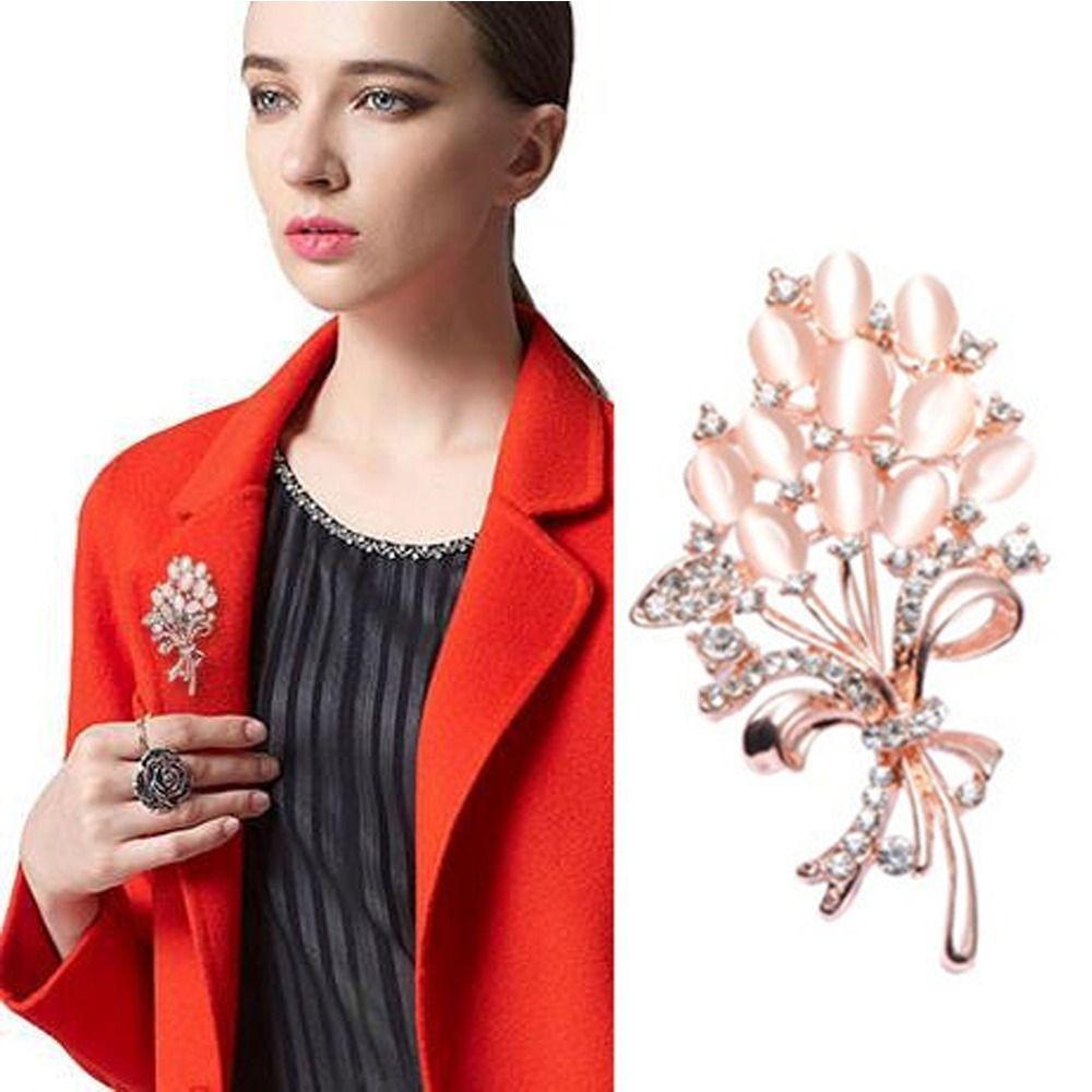 Lily 2pcs Bros Silver Kerah Bunga Bros Berlian Imitasi Buket Pin Untuk Aksesoris Gaun