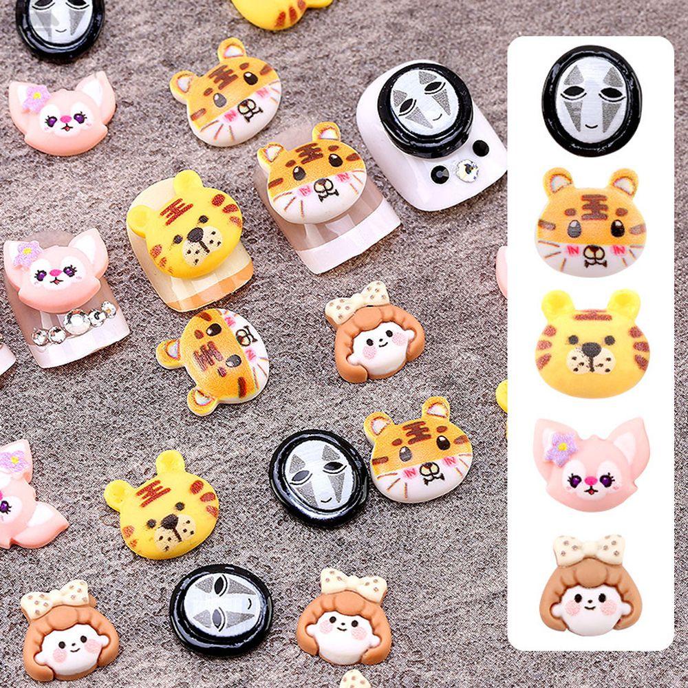 AUGUSTINA Agustinina Kartun Dekorasi Nail Art Resin 20/30Pcs Lina Bell Ikatan Simpul Animal|Hiasan Kuku Tahun Baru