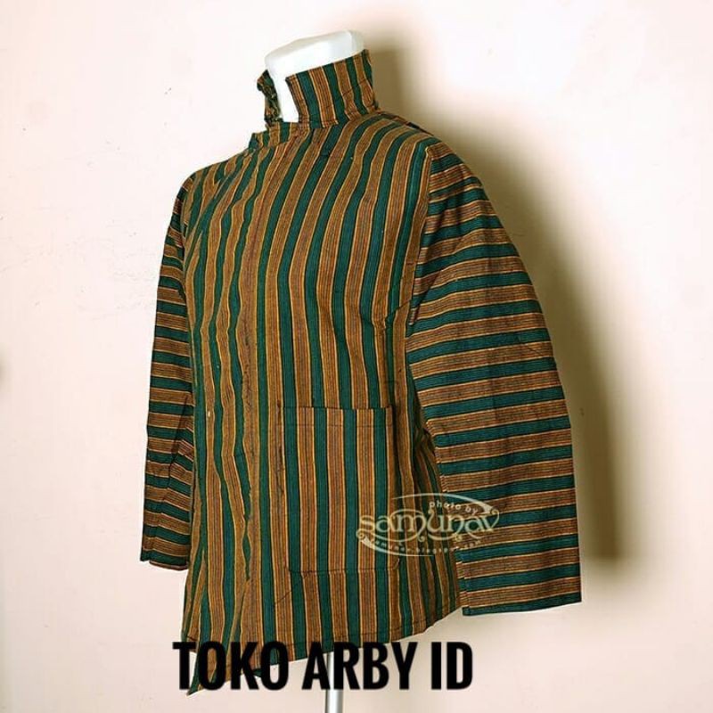 Kebaya dan Sorjan Baju Lurik Jawa Garis Hijau / Baju Surjan Lurik / Baju Adat Jawa Lurik