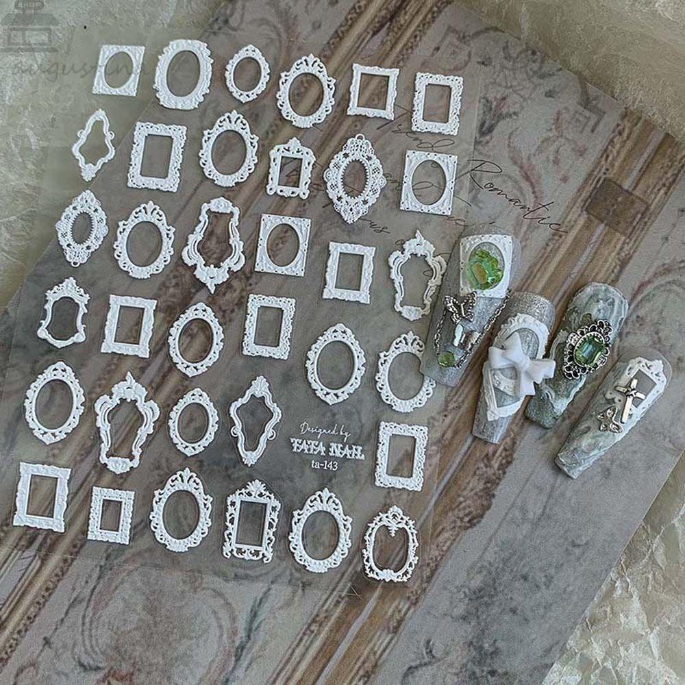 AUGUSTINA Agustina Bunga Stiker Kuku Wanita Self Adhesive Rose Seal Bunga Daun Ukiran Rose Nail Art Dekorasi