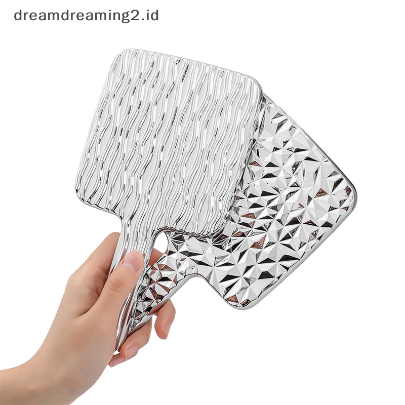 (drea) 1pcs Cermin Genggam Persegi Besar Lady Wanita Makeup Kecantikan Kosmetik Portable //