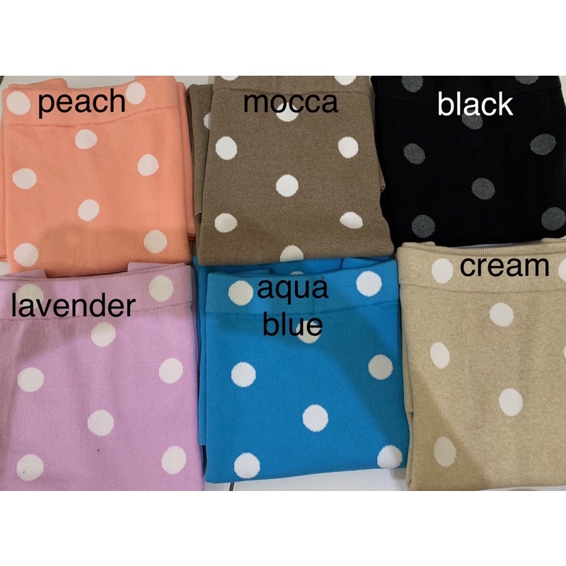 (RJ-001) Rok midi knit skirt motif polkadot