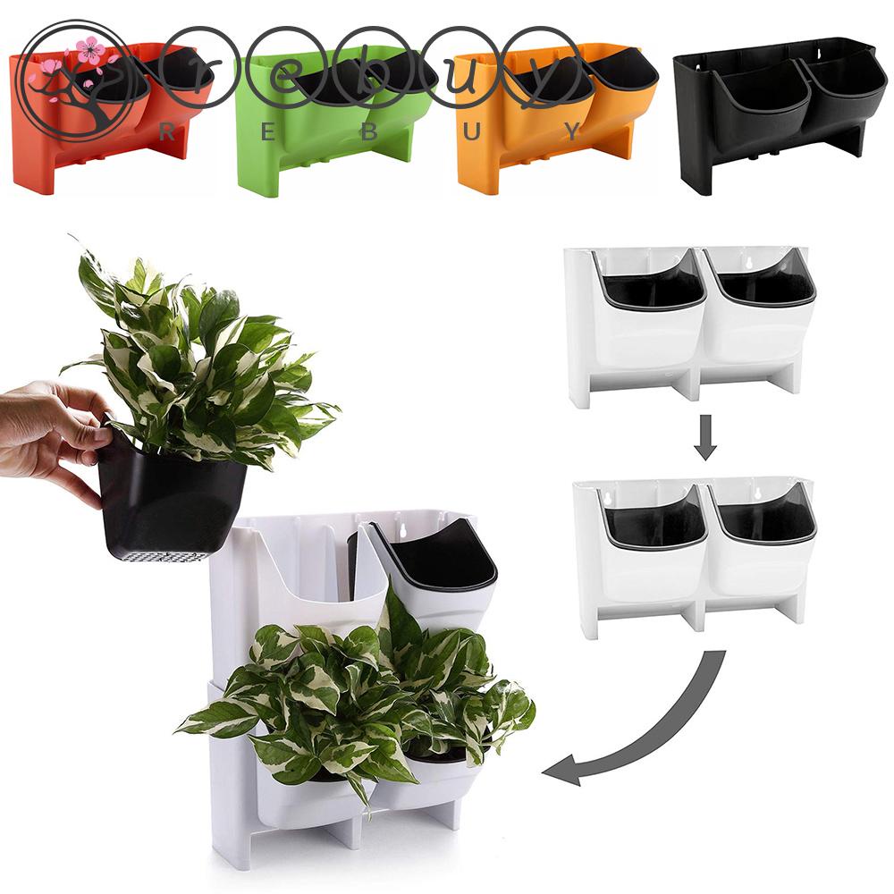 REBUY Pot Bunga Sukulen Dekorasi Rumah Stackable Planter