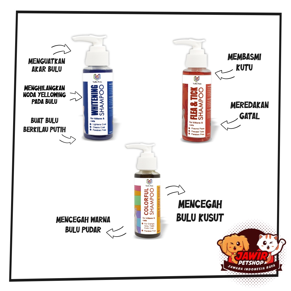 RK VOLK PETS shampoo kucing & anak kucing anti kutu jamur gatal ampuh sampo putih wangi pelebat