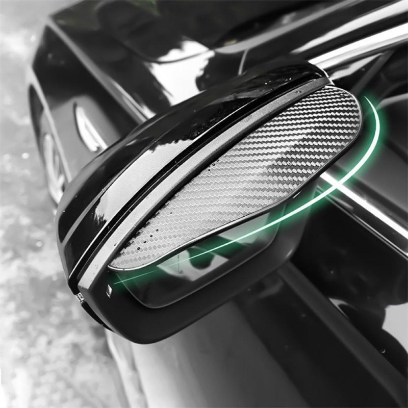 Stiker Kaca Spion Samping Mobil PVC Universal Pelindung Alis Hujan Carbon Fiber Look Sun Shade Weather Shield Cover