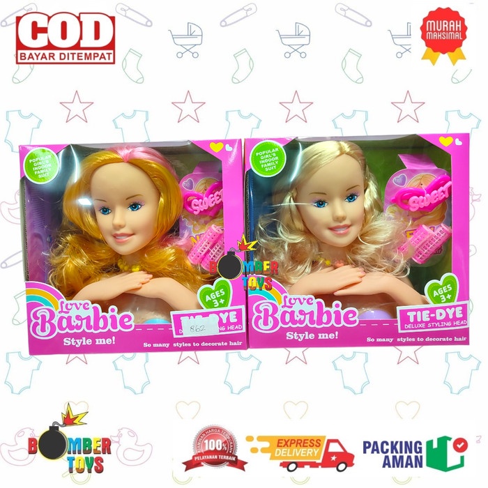 MAINAN ANAK MAKEUP MUKA BONEKA KEPALA BERBIE BEAUTIFUL SET JEPITAN RAMBUT SWEET MAINAN ANAK PEREMPUAN