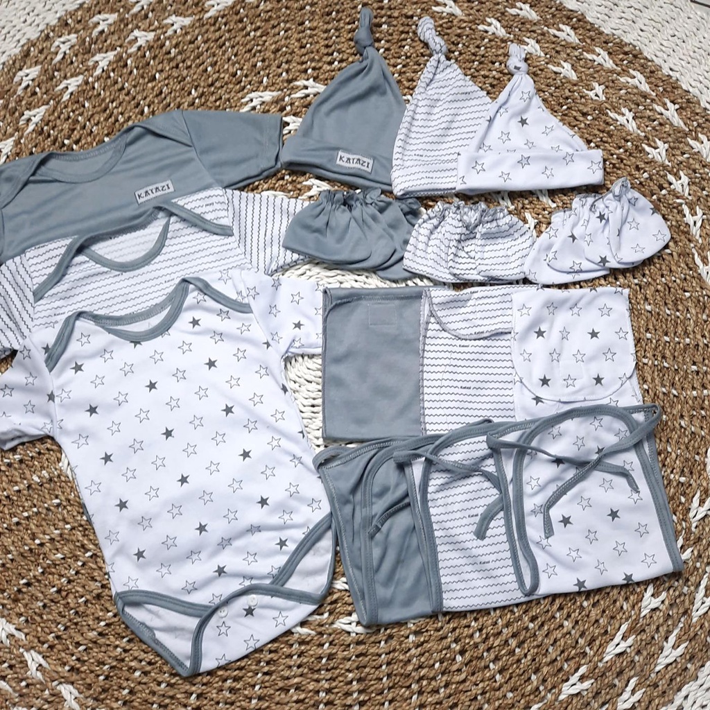 Jumper Set Baju Bayi Baru Lahir Laki-Laki Perempuan Umur 0 Sampai 3 Bulan Isi 15 Pcs