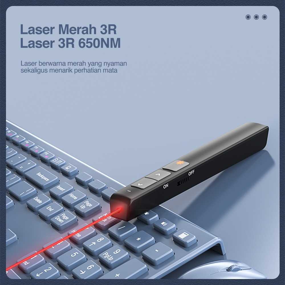 Deli Laser Pointer Presentasi Pen Slideshow USB Red Light 30 Meter - 2802