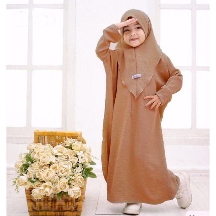 ANNISA Abaya Kaftan Anak 0-14 Tahun | Annisa Kids Gamis Syari Set Kerudung | Annisa baju Kaftan Anak