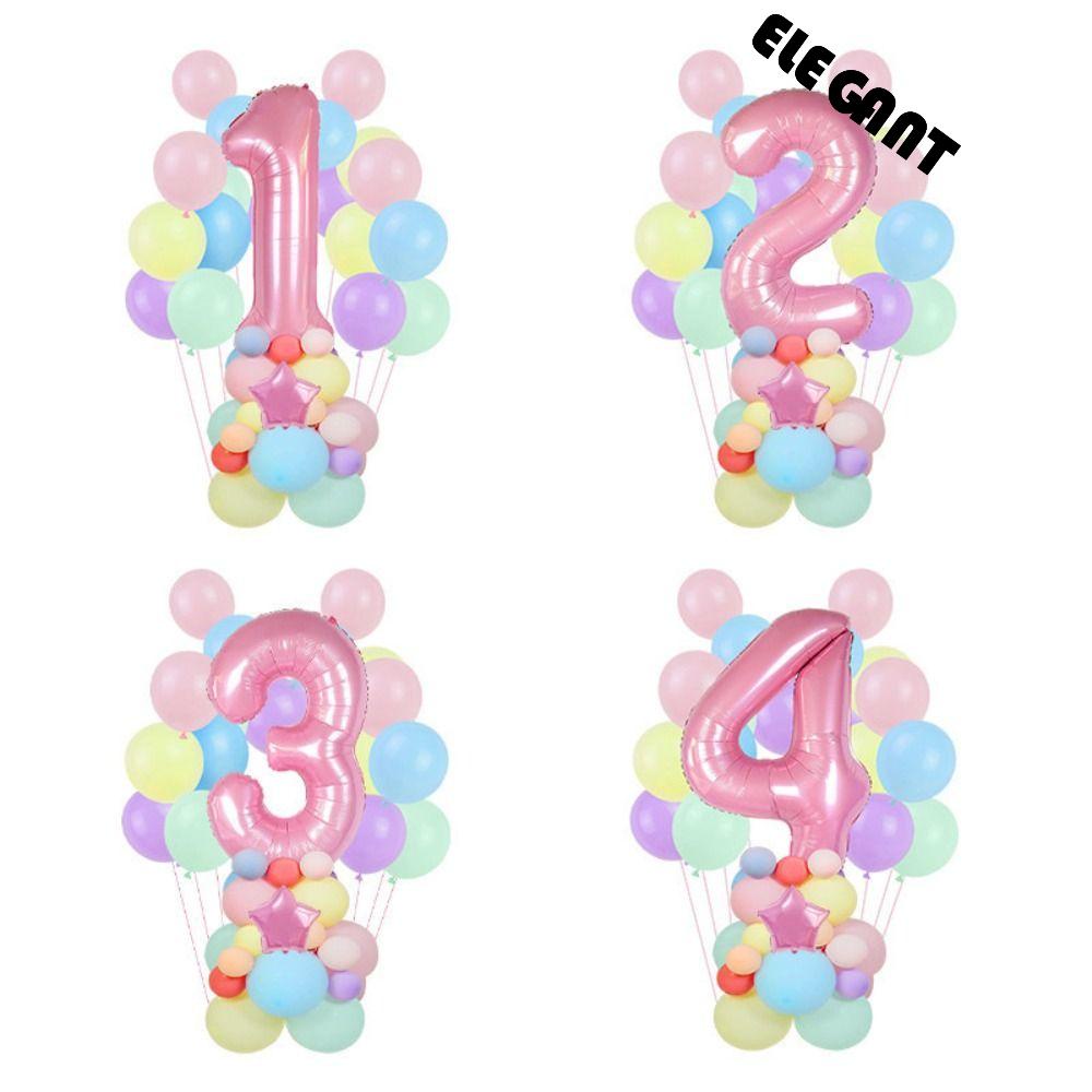 【 ELEGANT 】 Balon Dapat Digunakan Kembali Kartun Baby Shower Ulang Tahun Anak Globos Nomor Properti Foto Angka Balon