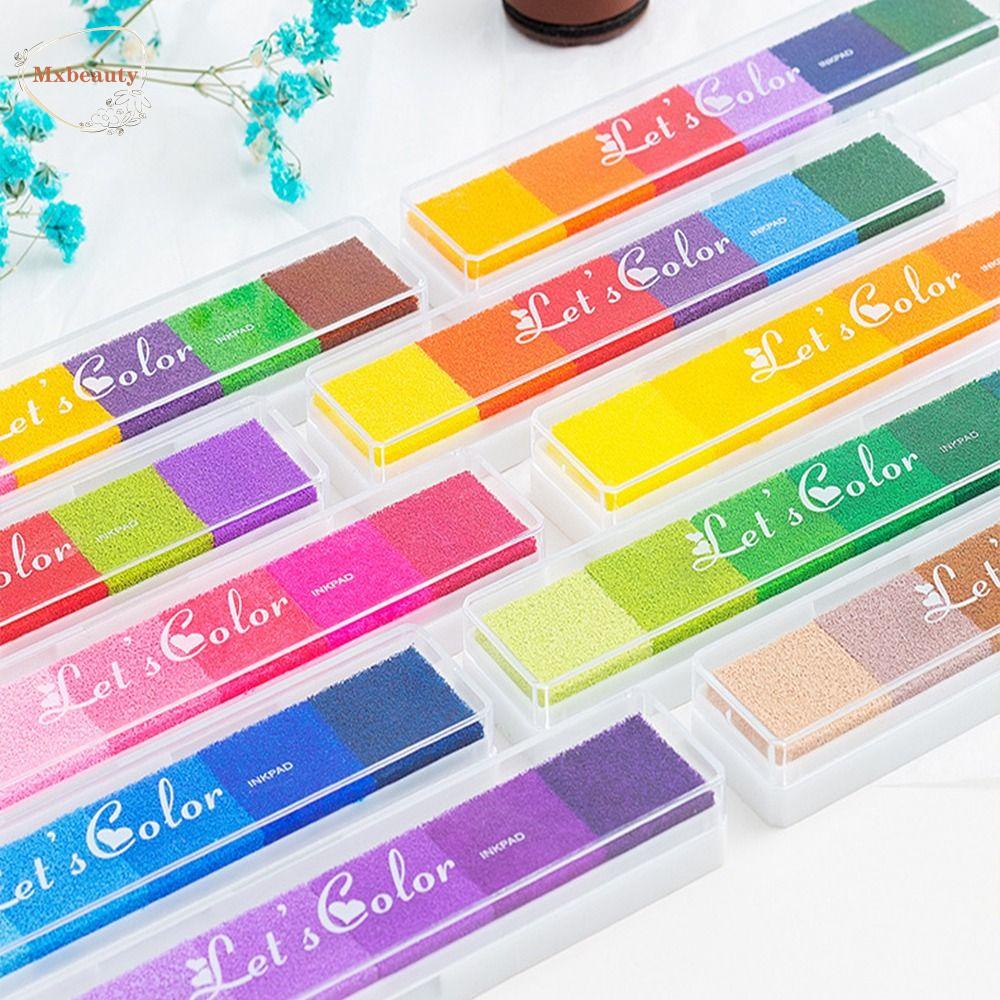 MXBEAUTY Rainbow Ink Pad Tidak Beracun Anak-Anak Hadiah DIY Kerajinan Scrapbooking Sekolah Kantor Newborn Tapak Inkpad