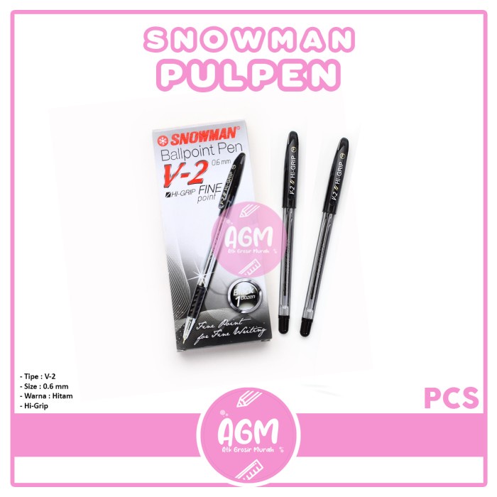 

Pulpen V2 ( 0.6mm ) Snowman HITAM