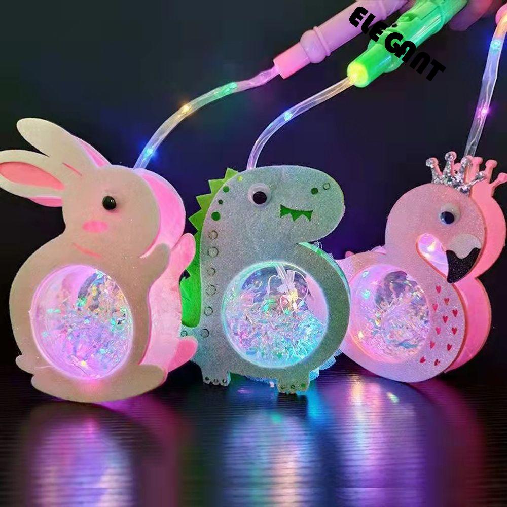 【 ELEGANT 】 Lentera Flash LED Hewan Kartun Tiga Mode Flash Anak Laki-Laki Perempuan Dekorasi Pesta Ulang Tahun Perlengkapan Festival Anak