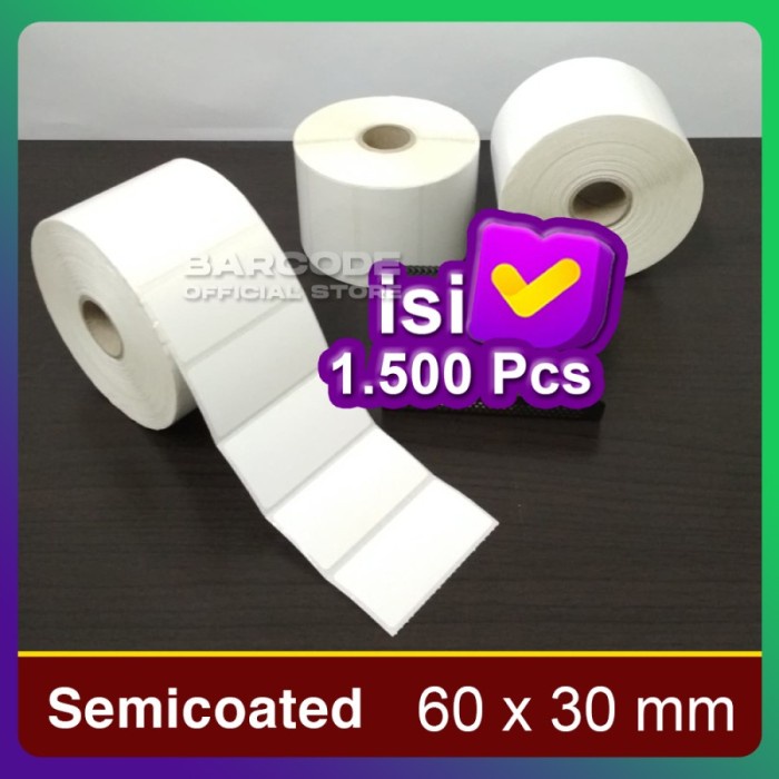 

Label Stiker Semicoat 60x30mm / 60 x 30 / 60x30 mm 1 Line (1 Slop) PST79