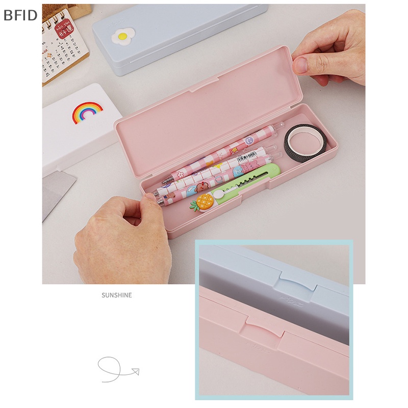 [BFID] Kartun Lucu Frosted Pensil Case Sederhana Plastik Portable Tahan Air Kotak Tempat Pensil Penyimpanan Perlengkapan Alat Tulis Belajar Tempat Pensil [ID]