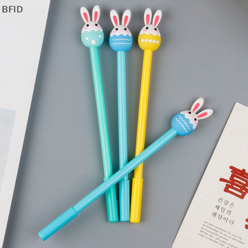 [BFID] 3pcs Kawaii Easter Day Egg Bunny Gel Pen Cute Rabbit Signat Pen 0.5mm Hitam Pena Netral Alat Tulis Kantor Sekolah [ID]