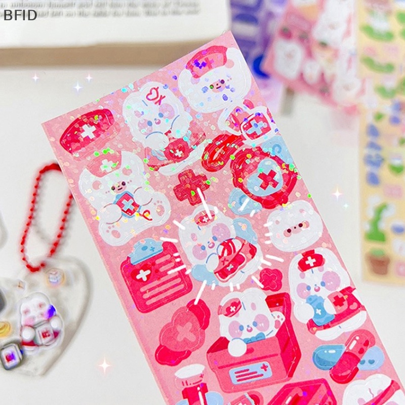 [BFID] 10pcs Shiny Cute Animals Cat Bear Stiker Hias Untuk Scrapbooking DIY Bahan Casing Ponsel Pemandangan [ID]