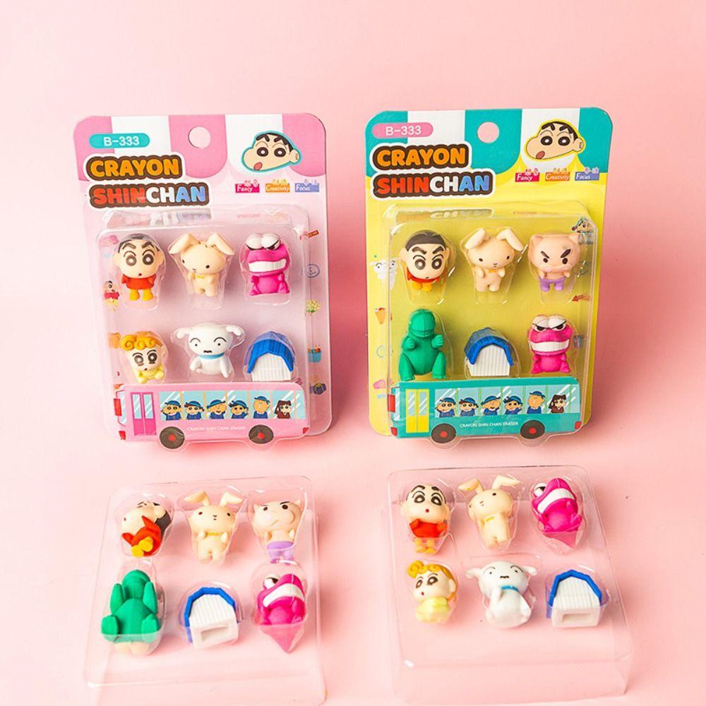 QUINTON Crayon Shinchan Eraser, Hadiah Natal Crayon Shinchan Action Figure, Anime Peripheral Anime Figure Model Set Figura Model Anime Action Figure Untuk Pasokan Siswa Sekolah