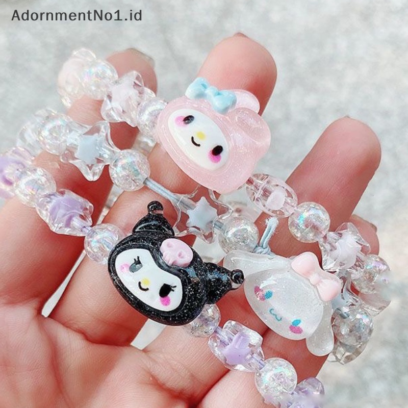 [AdornmentNo1] Cinnamoroll Kuromi My Melody kartun lucu kristal pasangan gelang Anime mainan untuk gadis hadiah ulang tahun