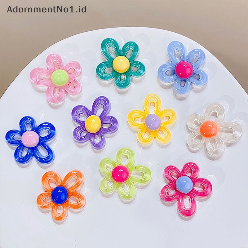 [AdornmentNo1] 10pcs Colorful transparan Hollow bunga Resin aksesoris Kawaii DIY Scrapbooking dekor Phone Case kotak penyimpanan bahan Patch