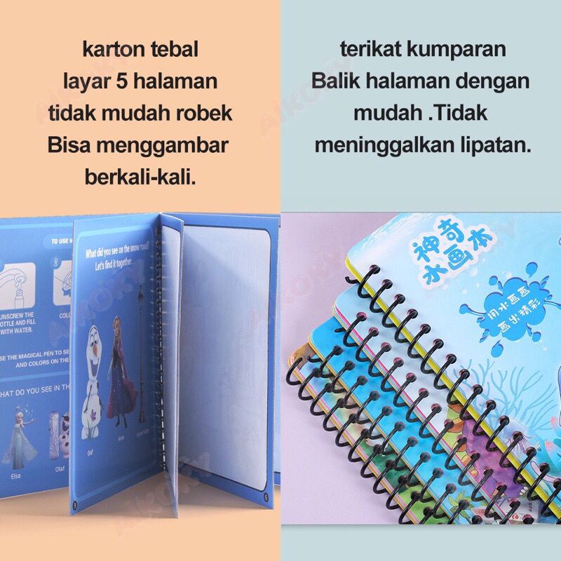 Mainan Edukasi Magic Water Book Buku Mewarnai Mainan Air Bersih Kado Bayi MOSHCO