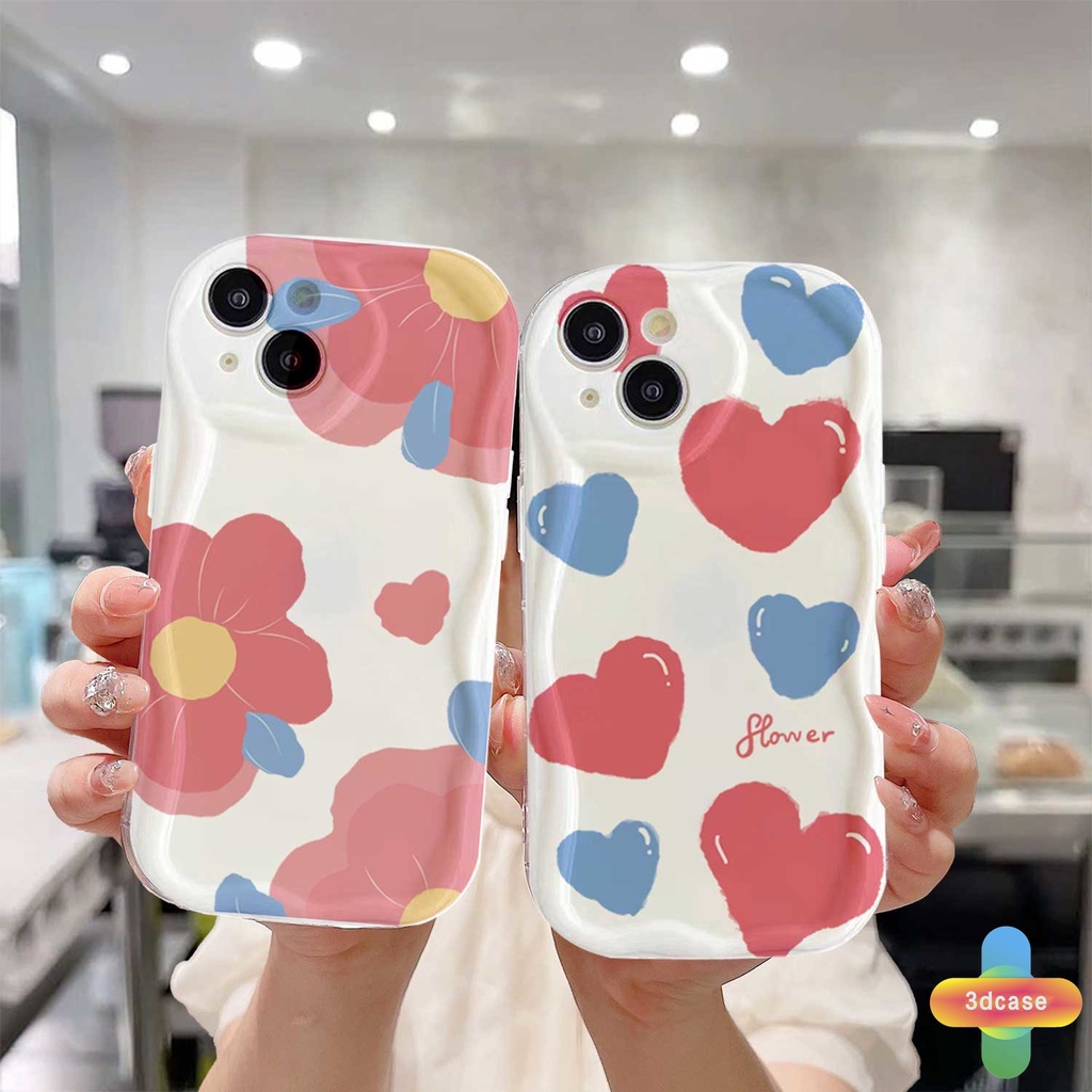 IPHONE Kartun Kelinci Indah Pasangan Case Kompatibel Untuk IPhone 13 12 11 14 PRO MAX 6 7 6S 8 14 Plus X XR XS MAX 11 12 13 Se 2020 6SPlus 7Plus 6Plus 8Plus 14Plus XSMAX Glossy Fashion Babi Lucu 3d Wavy Curved Edge Tpu Soft Cover