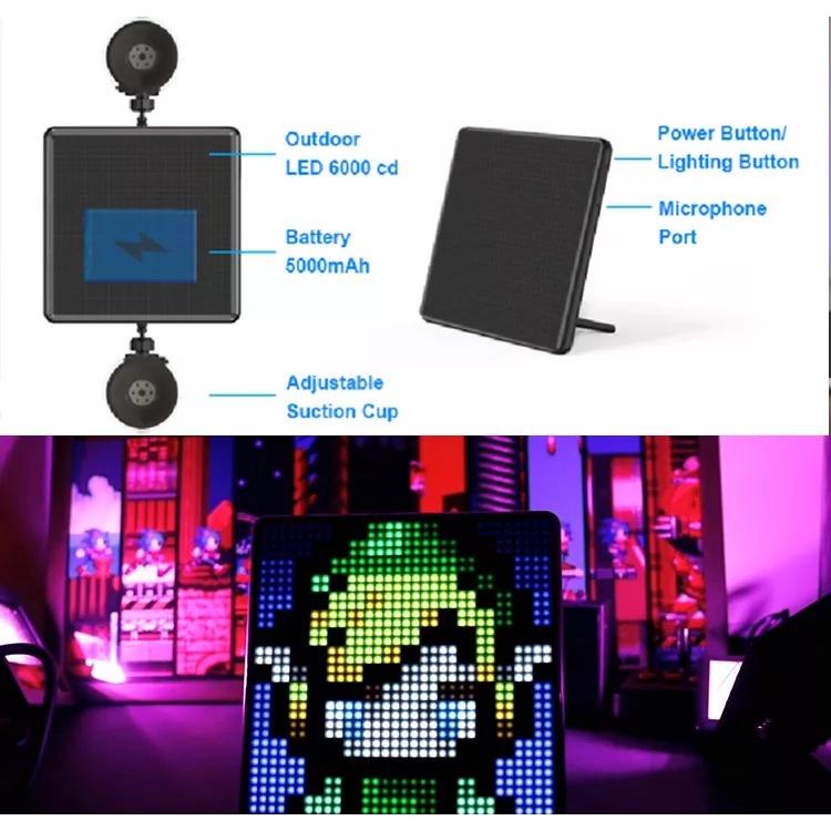 AKN88 - DIVOOM PIXOO MAX - DIY Pixel Art Photo Frame LED Display App Control