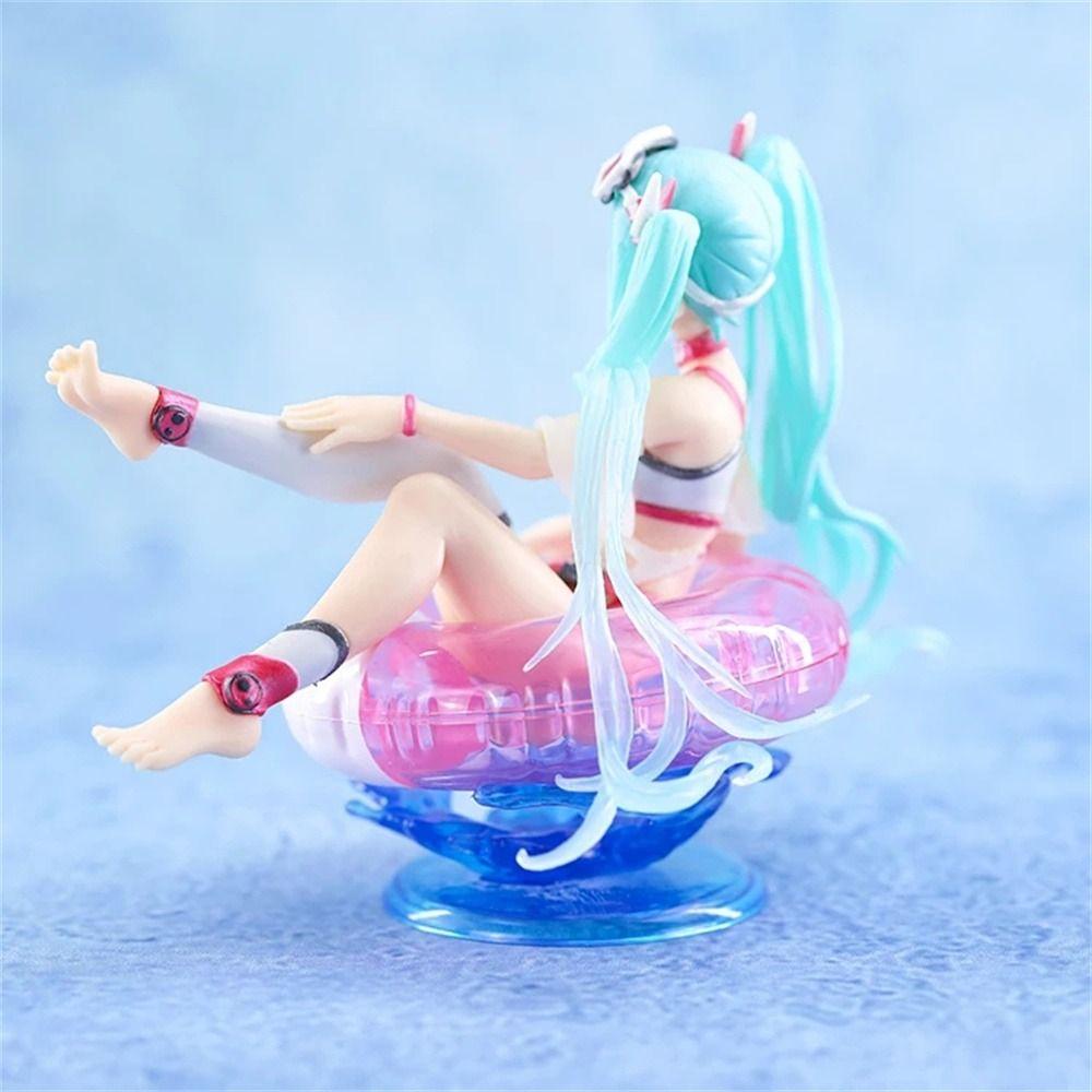 AUGUSTINA Elaina Action Figure, Aqua Float Hatsune Miku Figure, Mainan Koleksi Gadis Patung Baju Renang Patung Duduk Renang Cincin Rem Anime Figure Untuk Mainan Koleksi