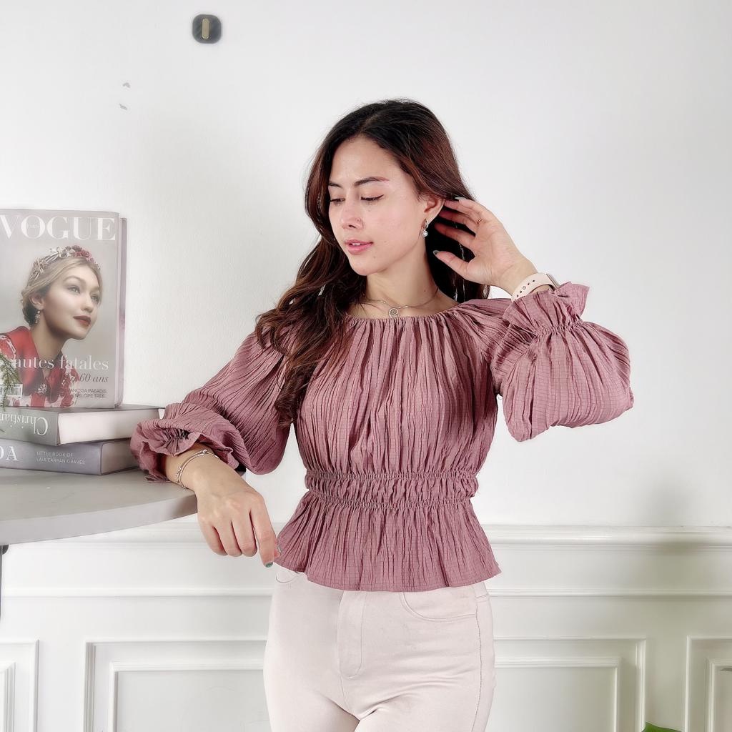 Tq88indonesia Fashion Baju Atasan Wanita Terbaru / Qenia LADY CRUSH Blouse Kekinian / Ootd