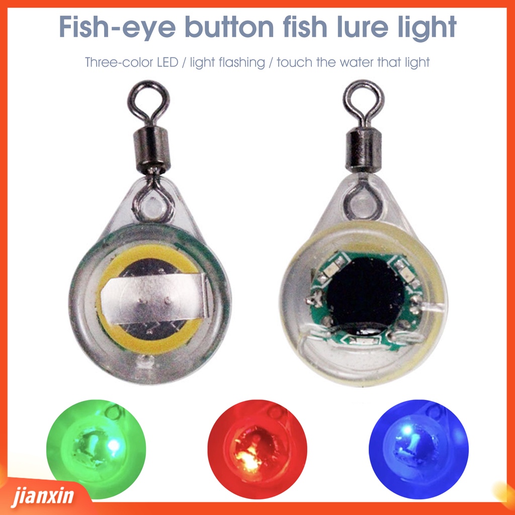 (In Stock) Lampu Ikan Bawah Air Tahan Air Tiga Warna LED Fish Eye Shape Lure Light Untuk Memancing