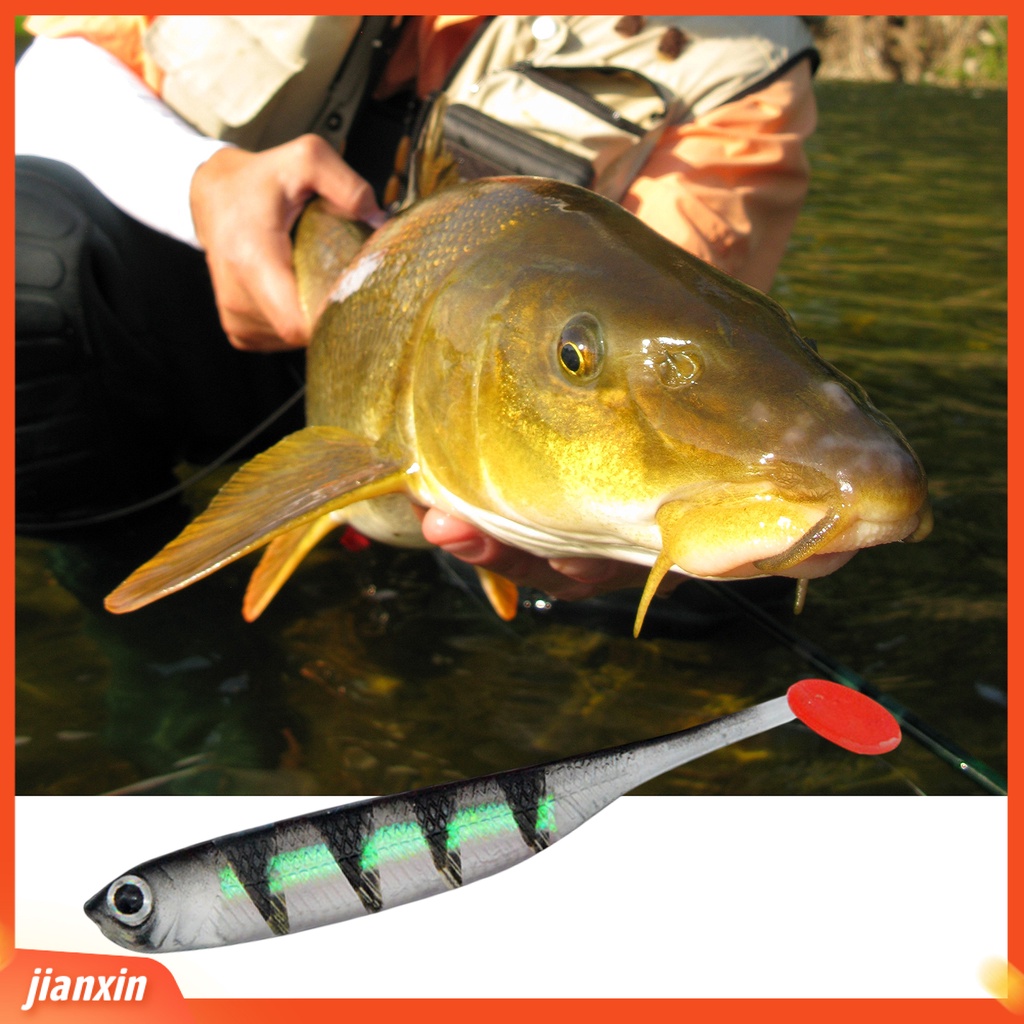 (In Stock) 4 Pcs Umpan Pancing Simulasi Realistis Mata Ikan Buatan Tangan Anti Putus Angling PVC T Ekor Berongga Umpan Pancing Aksesoris