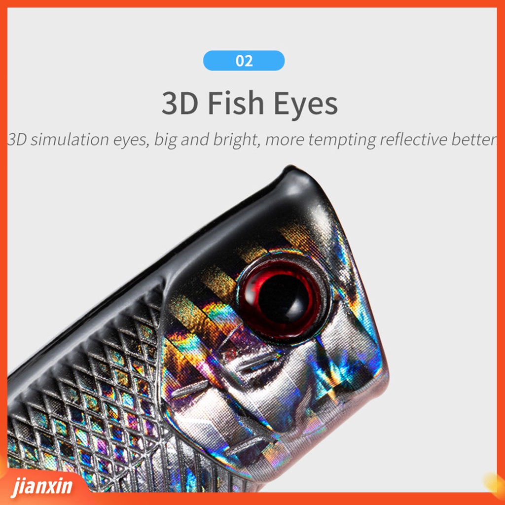 (In Stock) 55mm /6.5g Vivid Fishing Lure Shark Hook Permukaan Air Plastik Mancing Popper Lure Memancing Aksesori