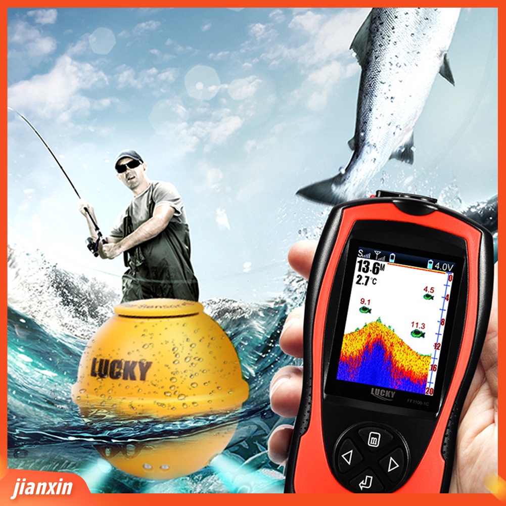 (In Stock) 45m Kedalaman Kejernihan Tinggi LCD Nirkabel Sensor Sonar Transducer Pencari Ikan Detektor Memancing
