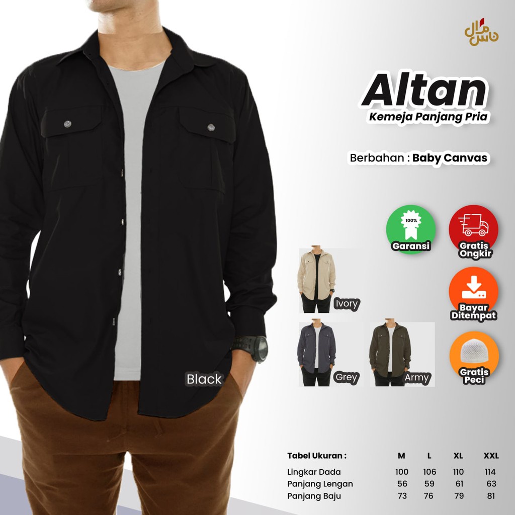 KEMEJA PRIA | BAJU PRIA LENGAN PANJANG SEMI PARKA MODEL ALTAN ORIGINAL
