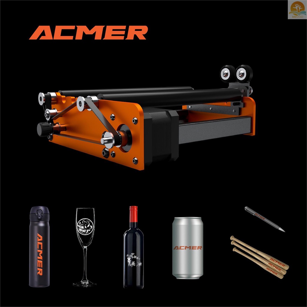 Tersedia ACMER M2 Laser Rotary Roller Laser Engraver Rol Putar Y-Axis360° Rotating for 4-138mm Different Engraving Diameter 4gear Adjustments for Laser Engraving Cylindri