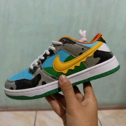 Sepatu Nike SB Dunk Low Pro Cow Ben &amp; Jerry Green Yellow Import