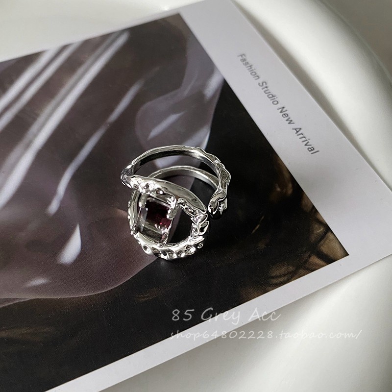 Cincin Zircon Geometris Bahan Alloy Fashion Untuk Wanita
