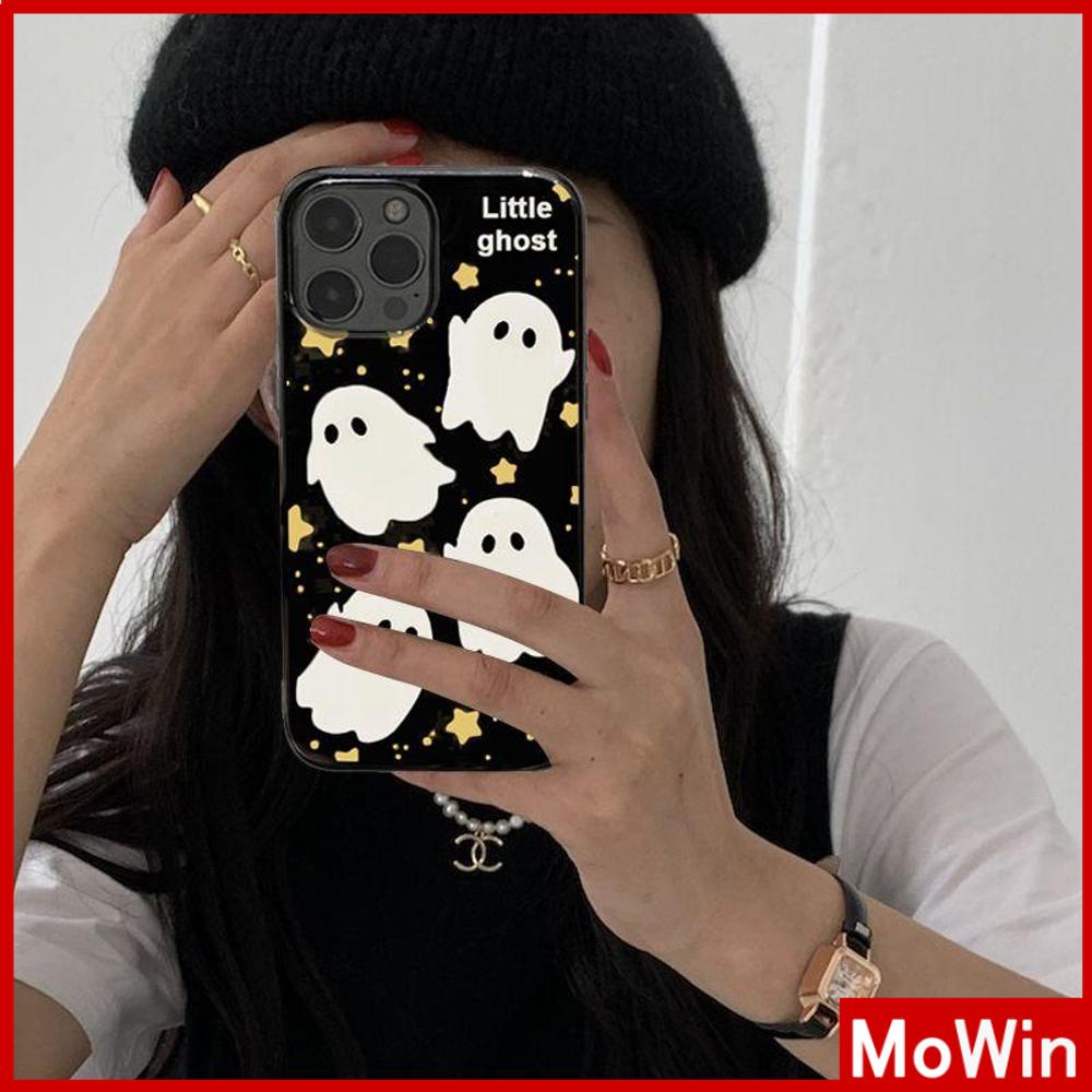 Case iPhone 14 Pro max iPhone Case Glossy TPU Permen Case Lembut Shockproof Perlindungan Kamera Gloss Hitam Hantu Lucu Kompatibel dengan iPhone 13 Pro max 12 Pro Max 11 xr xs max 7 8Plus